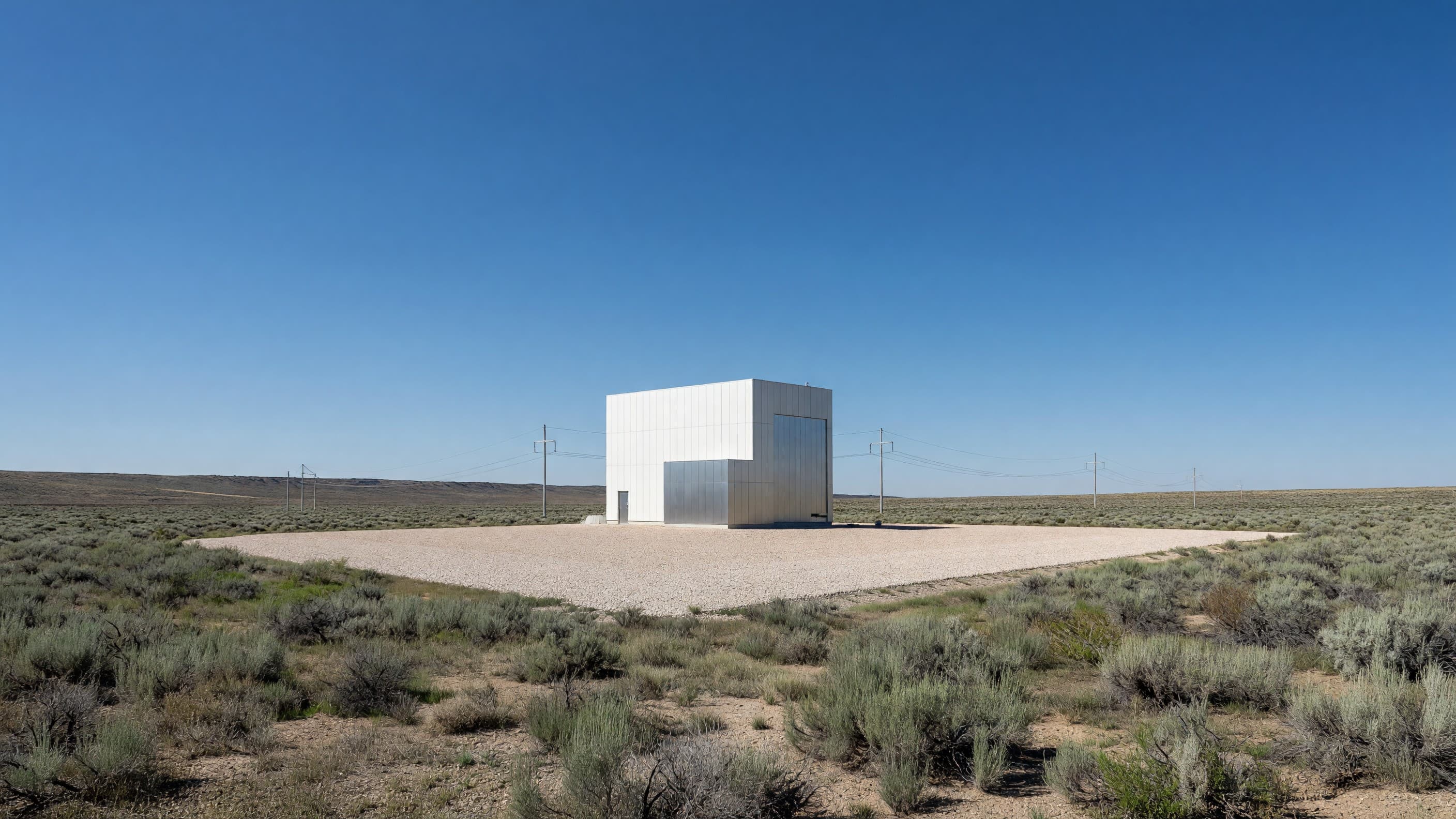 A compact experimental reactor building on high-desert scrubland at Idaho National Laboratory, representing Aalo Atomics' Critical Test Reactor milestone and its push toward factory-built reactors. Illustration: NNN
