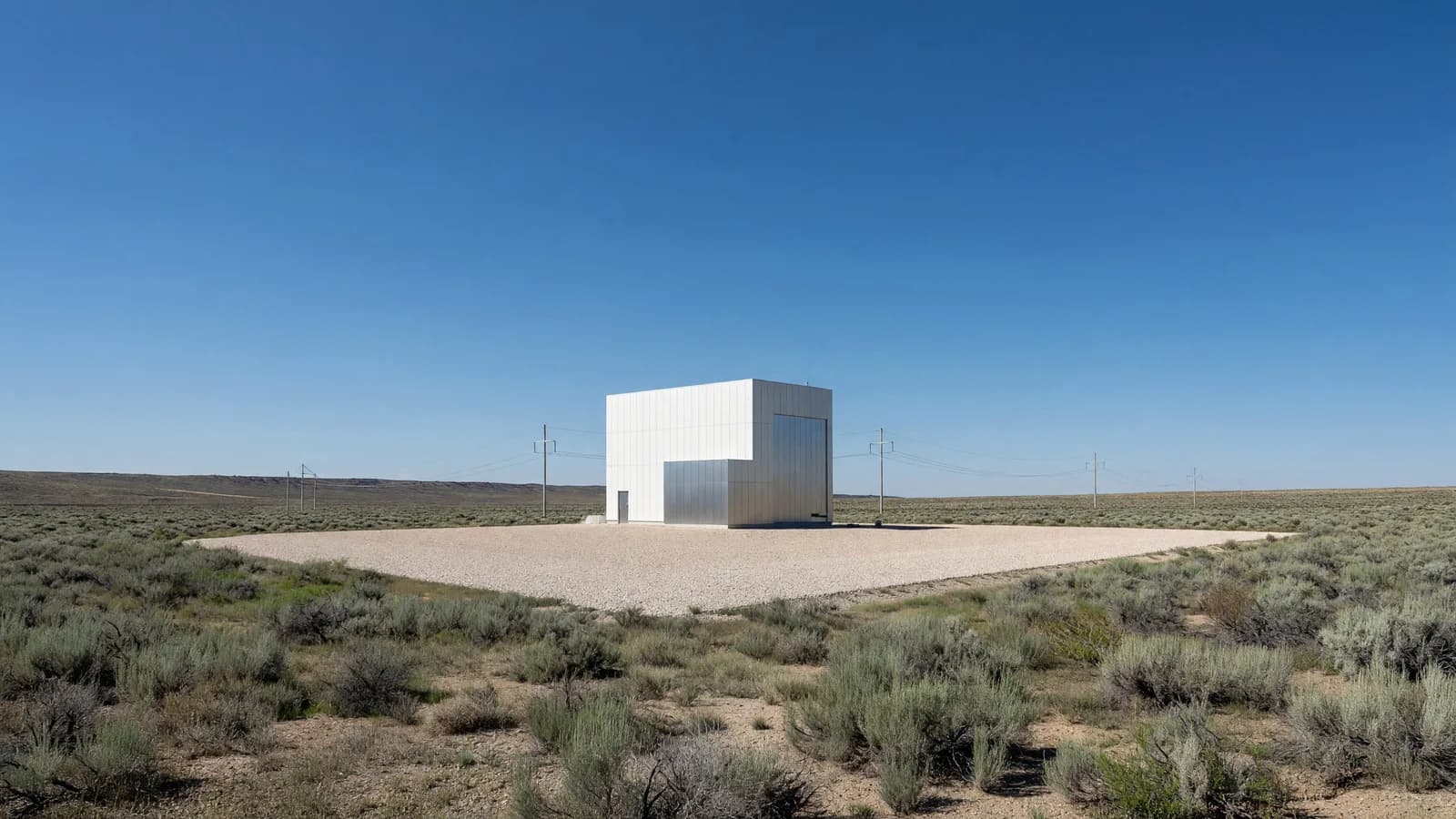 A compact experimental reactor building on high-desert scrubland at Idaho National Laboratory, representing Aalo Atomics' Critical Test Reactor milestone and its push toward factory-built reactors. Illustration: NNN