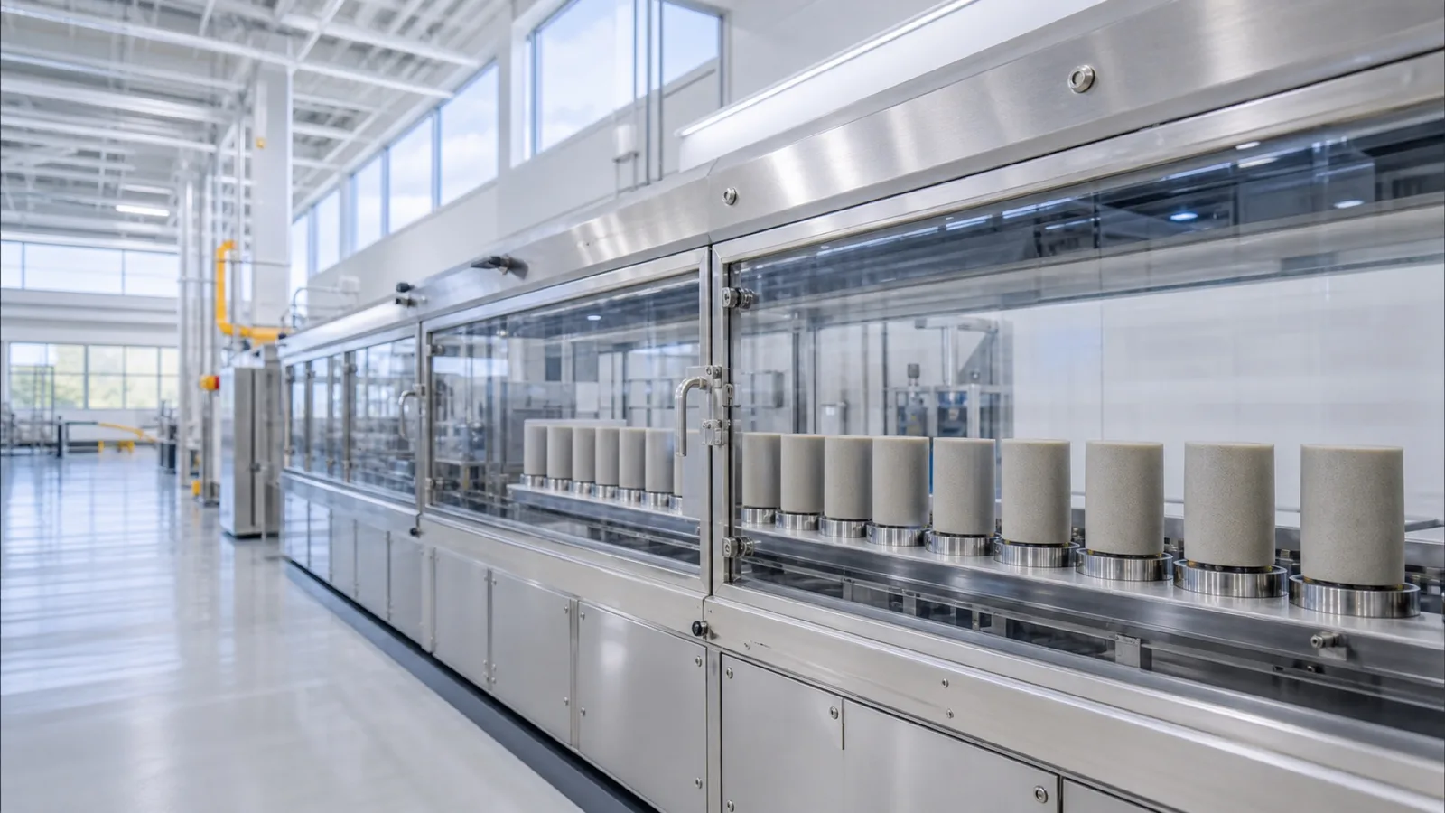 A clean advanced-reactor fuel fabrication line representing FANCO’s HALEU facility plan. Illustration: NNN