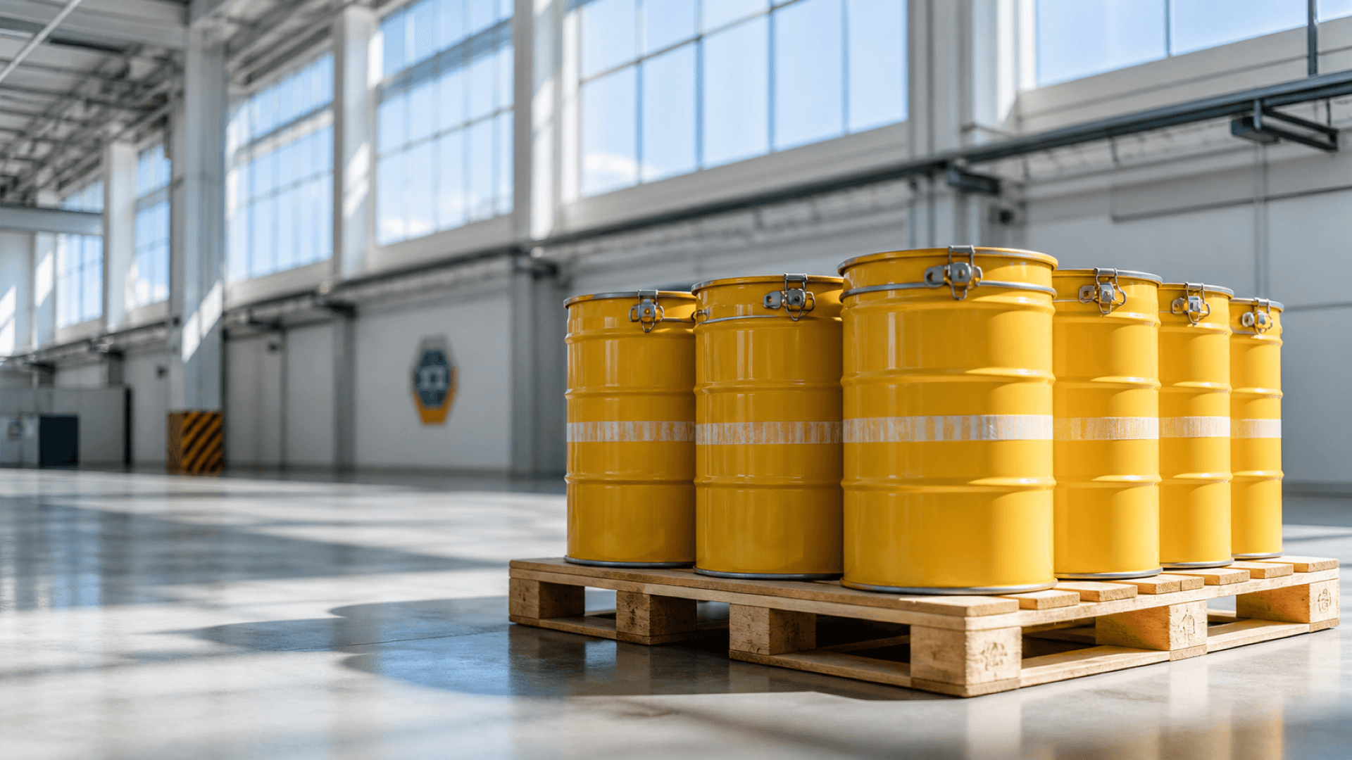 Uranium concentrate drums in an industrial warehouse represent India and Uzbekistan's progress on a long-term uranium supply arrangement. Illustration: NNN