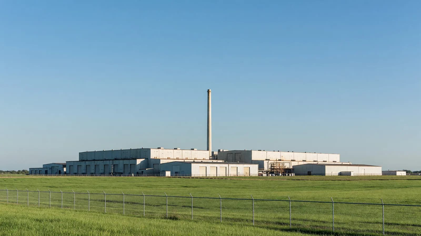 The long process buildings of the shuttered Paducah gaseous diffusion plant in western Kentucky, where GLE plans its laser-enrichment facility now covered by an exclusive Cameco offtake. Illustration: NNN