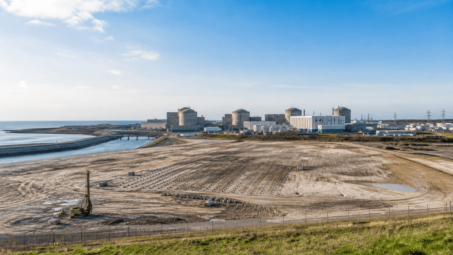 EDF's Gravelines nuclear power station beside an EPR2 construction preparation area in northern France. Illustration: NNN