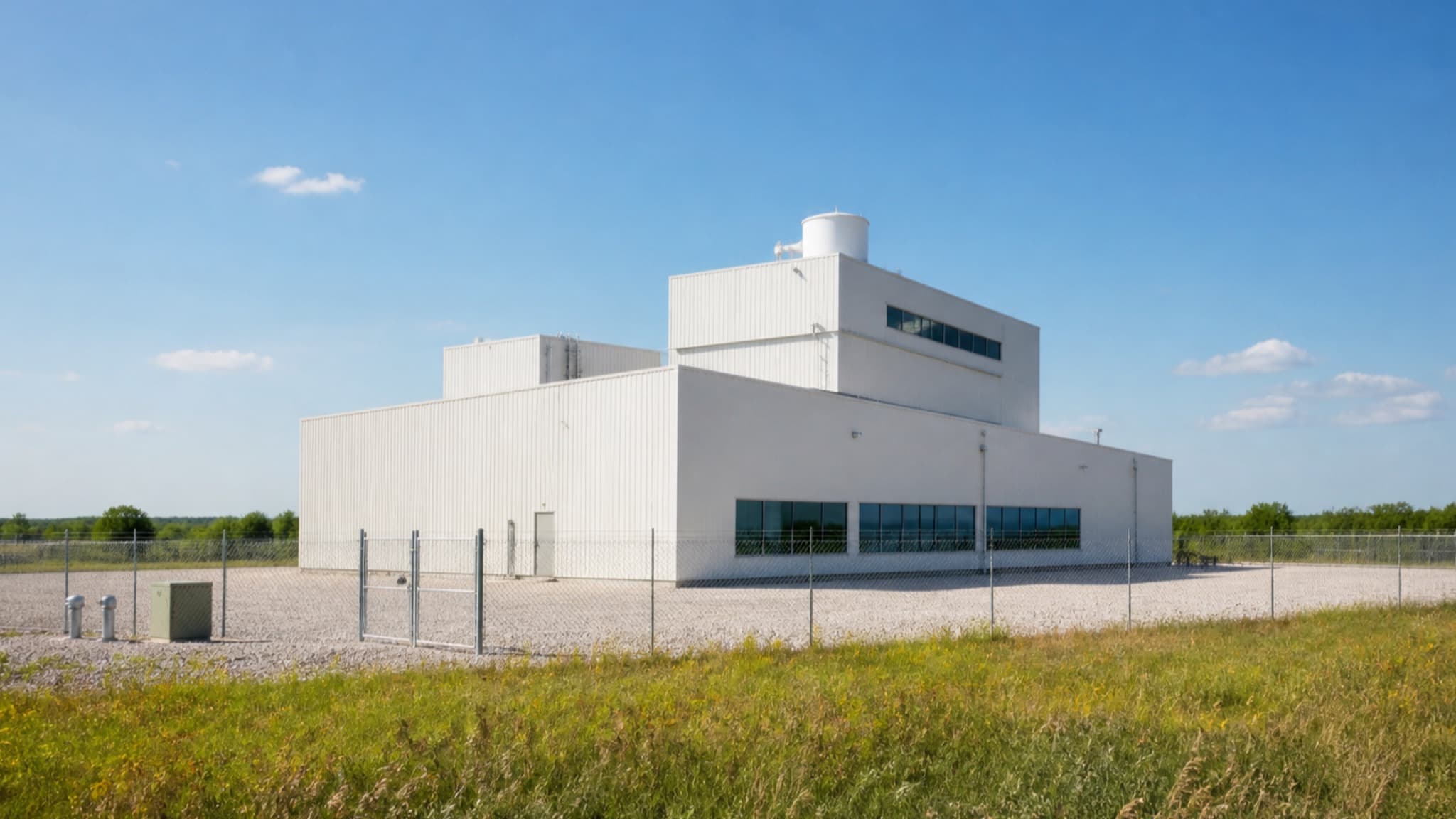 Oklo's Groves Isotope Test Reactor facility near Lockhart, Texas, representing the reactor's first criticality under the DOE Reactor Pilot Program. Illustration: NNN