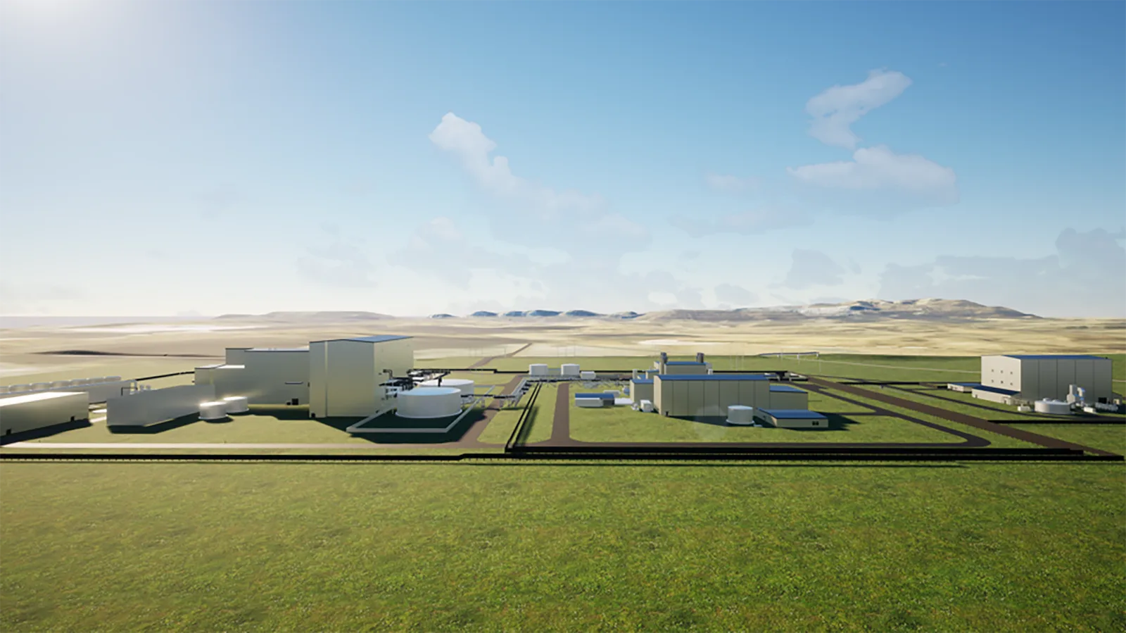 Rendering of TerraPower's Natrium reactor project in Kemmerer, Wyoming, the only U.S. nuclear build currently under construction in NNN's tracker. Image: U.S. Department of Energy (public domain)