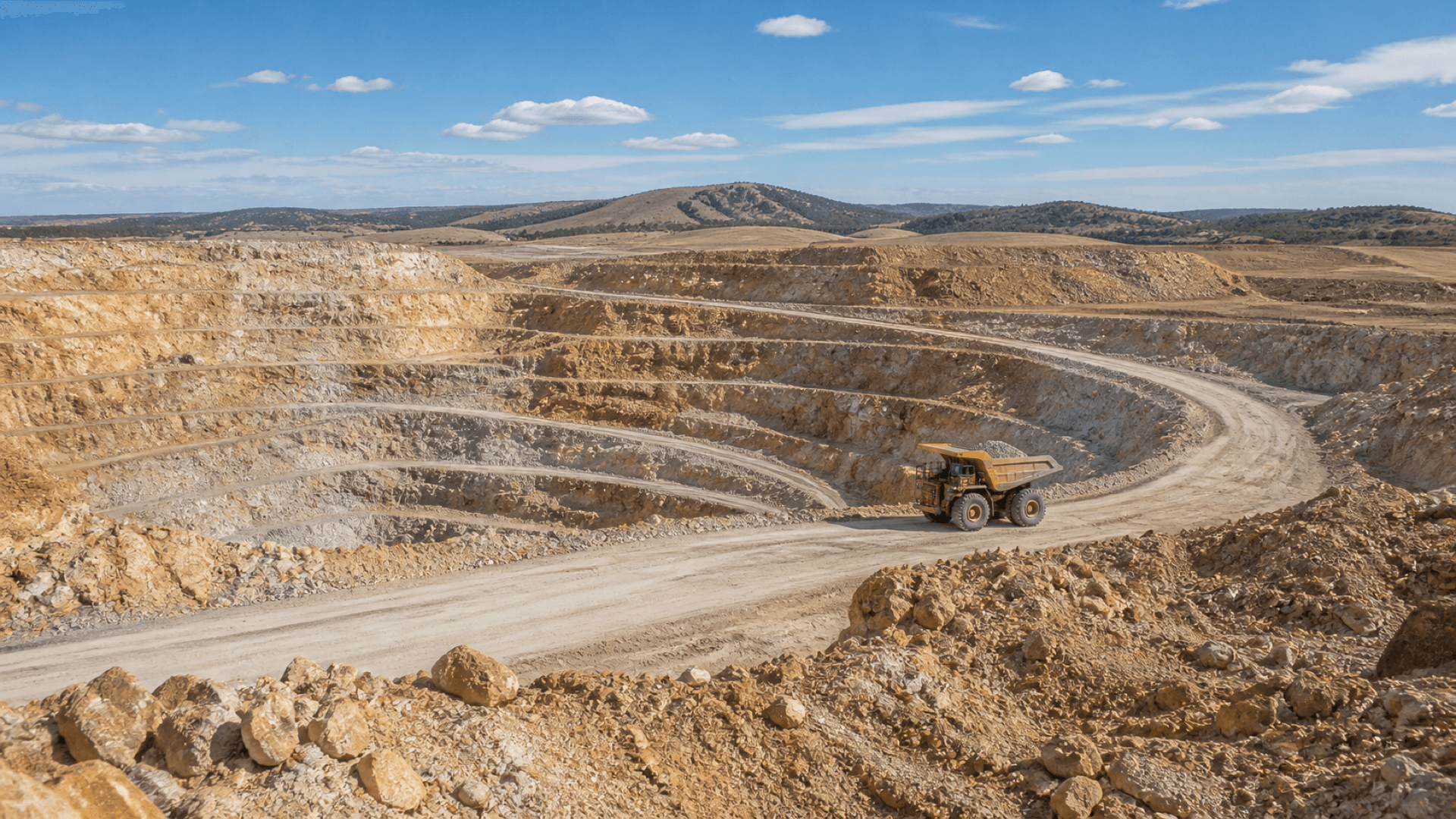 An open-pit uranium mine in Wyoming represents the rise in US uranium concentrate production during 2025. Illustration: NNN